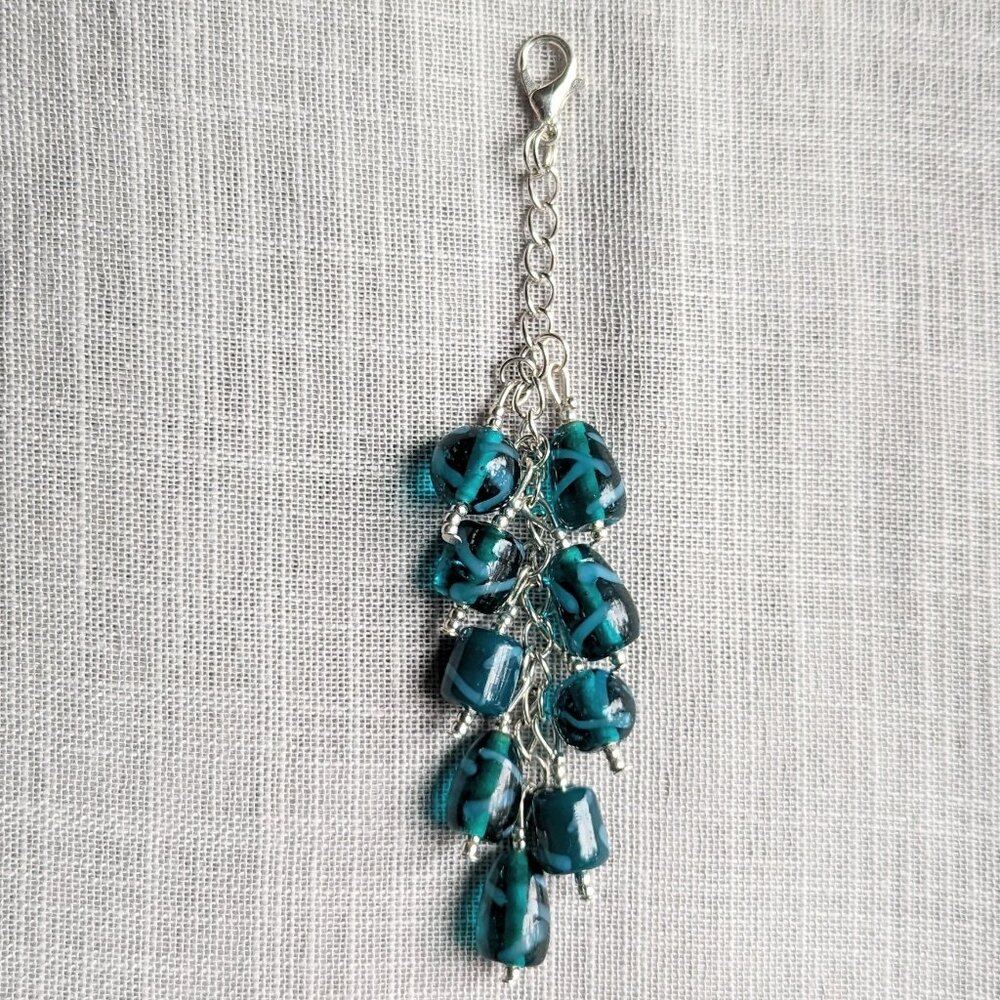 BLUE & SILVER CHARM FOR HANDBAG PURSE OR TOTE